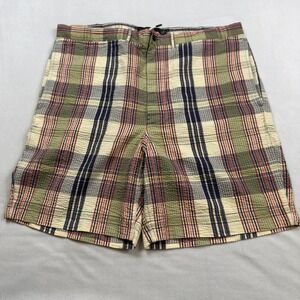 RRL Ralph Lauren Men's Officer Seersucker Madras Shorts Size 36 Plaid NWT